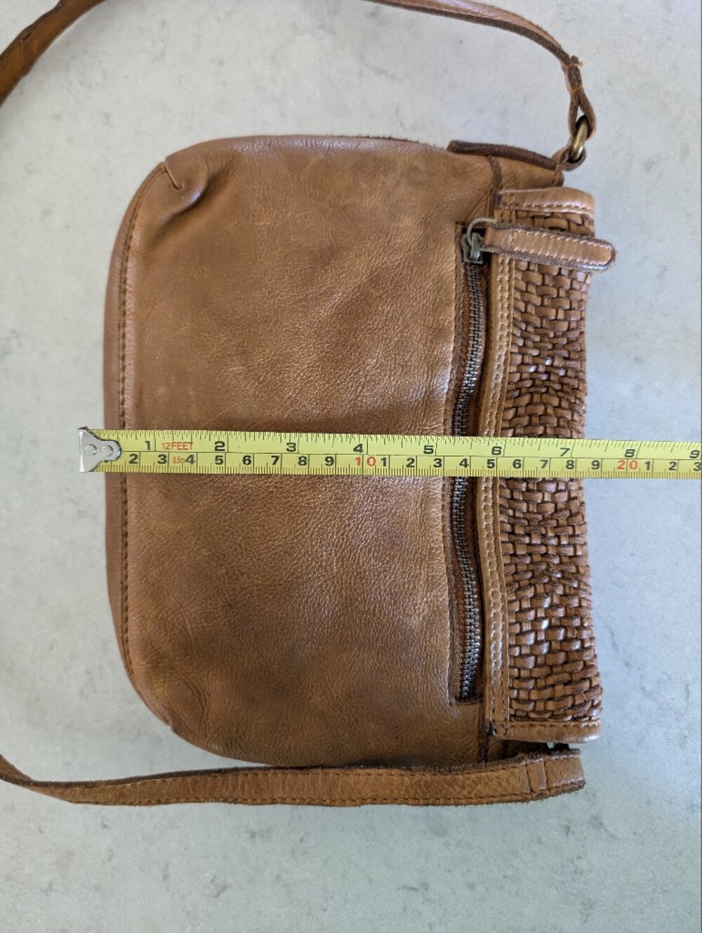Vilenca Holland Soft Brown Leather Shoulder Bag Purse Woven Leather Front - Picture 10 of 15